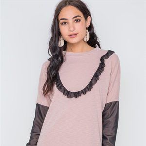Mauve Mash Detail Mini Sweater Dress